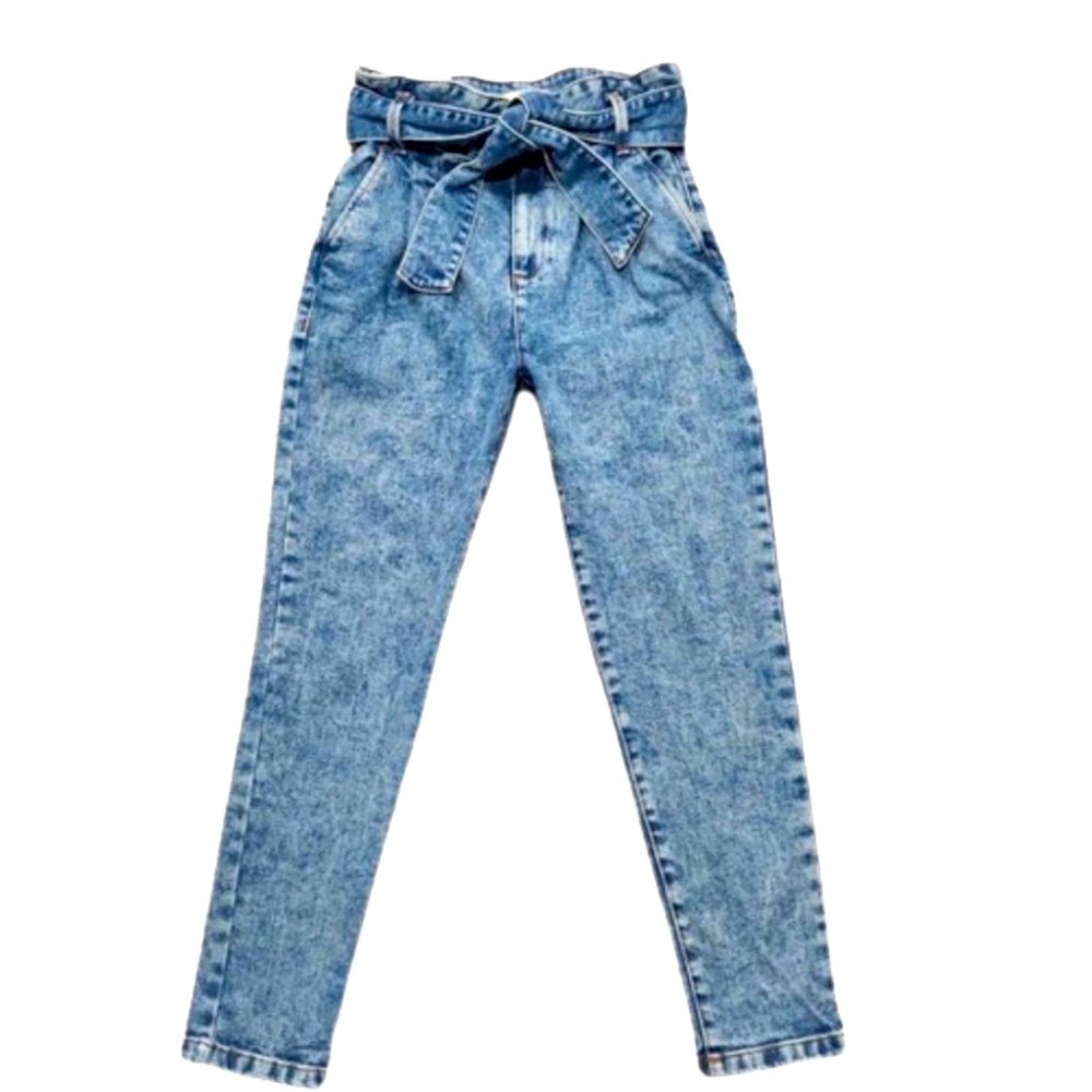 NWOT Sezane Austin Paper Bag Waist Acid Wash Jeans Size US 4 FR 36